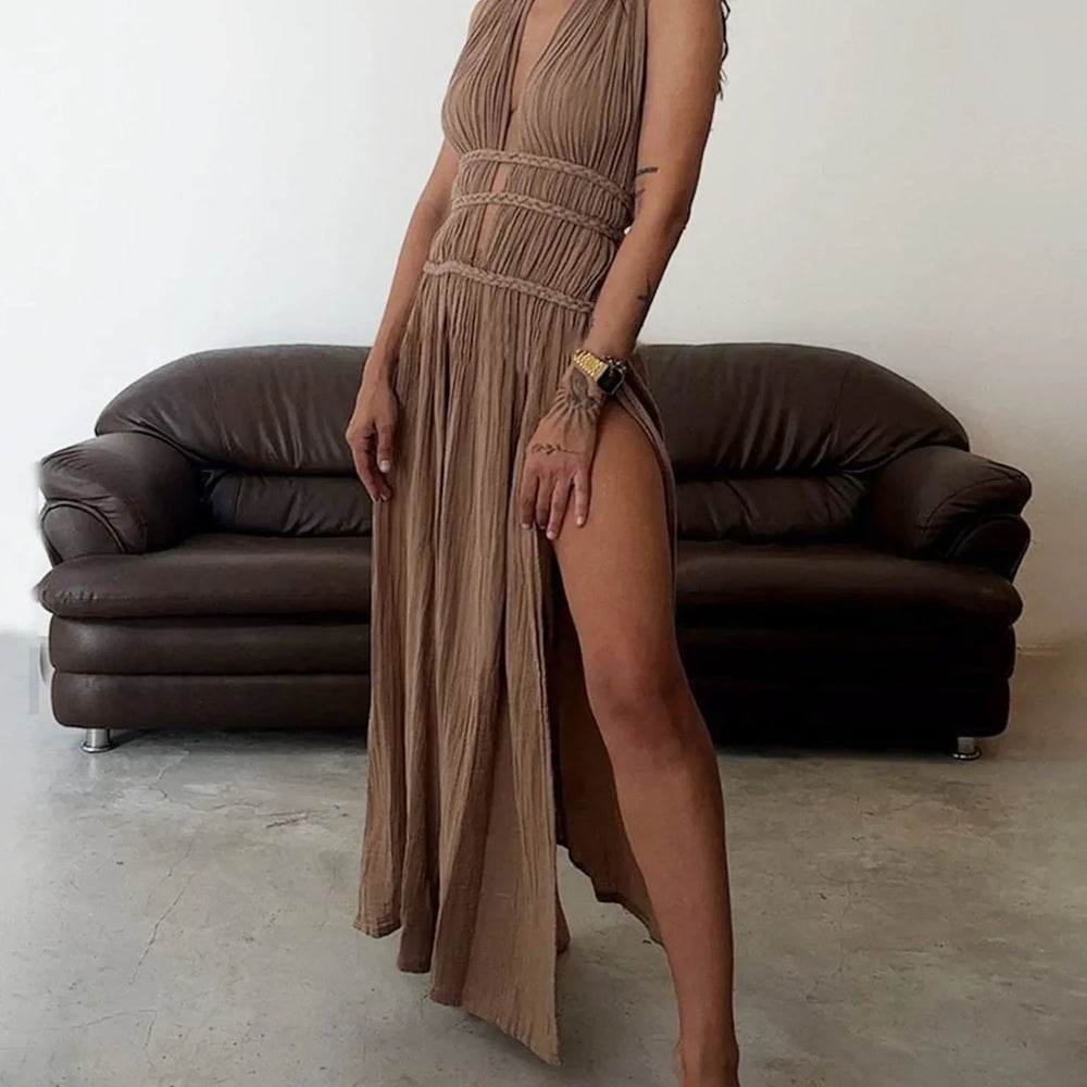 Braided Rope Off Shoulder Boho Dress