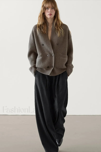 British Style Wool Knit Cardigan