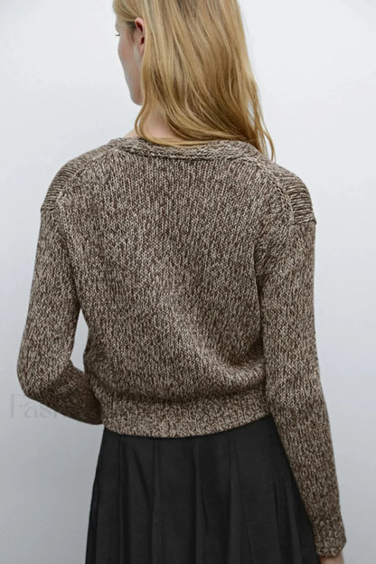 Brown Diamond Knit Cardigan