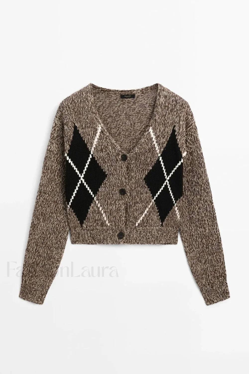 Brown Diamond Knit Cardigan Brown / S