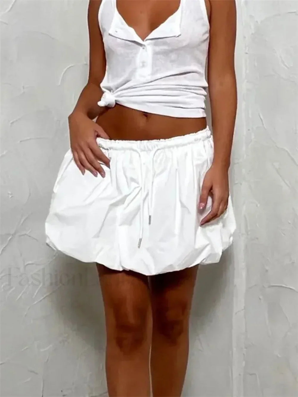 Bubble Drawstring Casual Summer Skirt