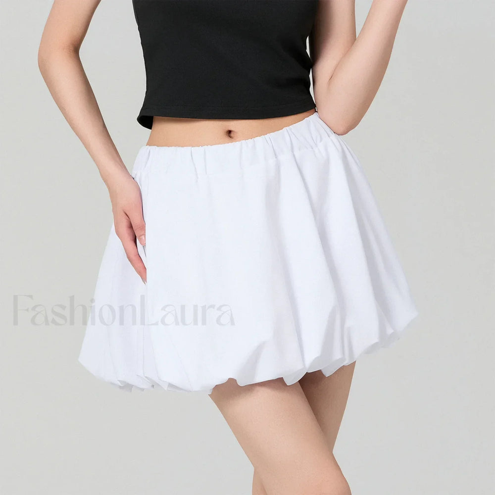 Bubble Plaid Elastic Mini Skirt