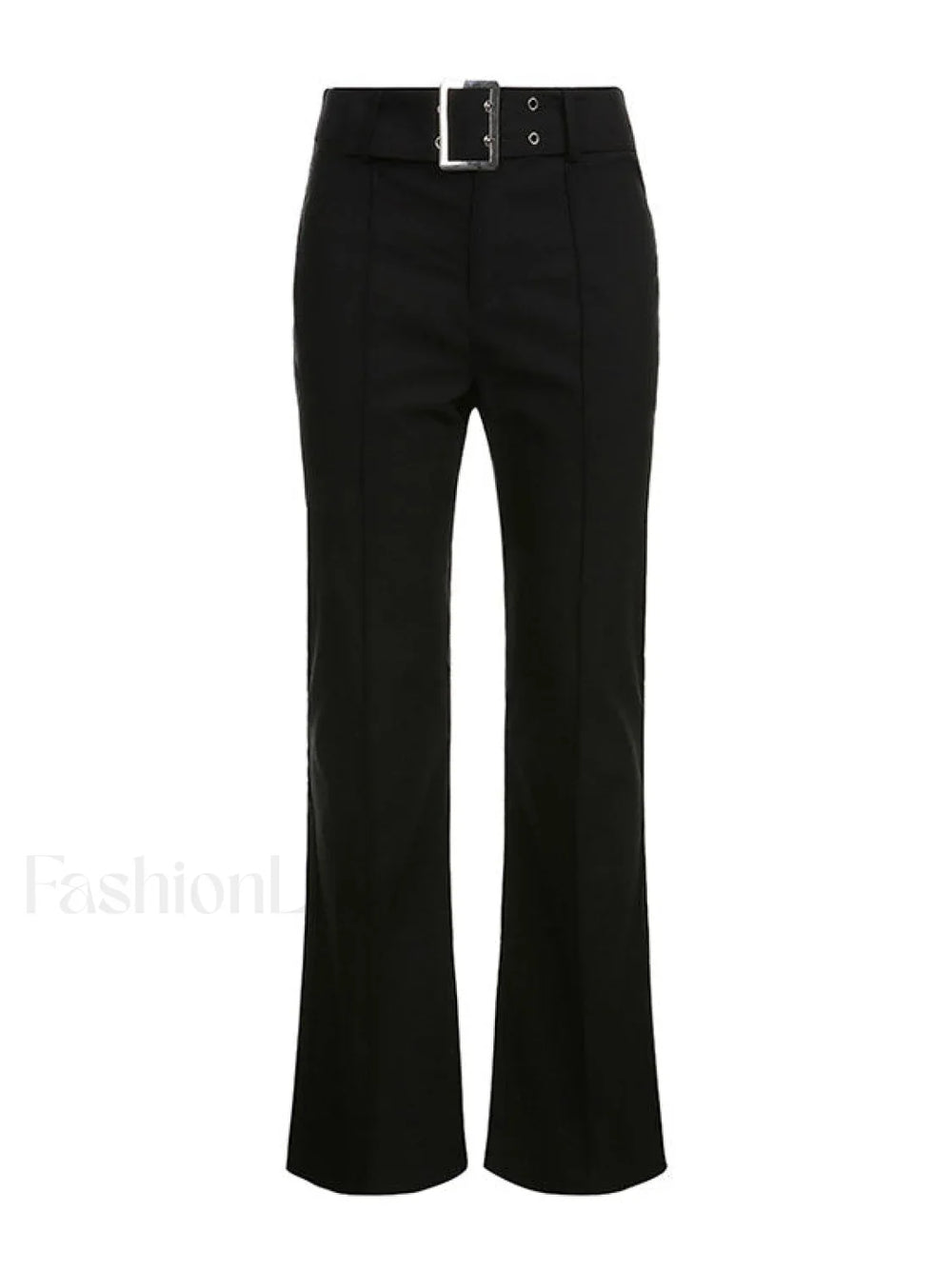 Buckle Belted Flare Leg Pants Flare Leg Pants
