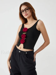 Bulgarian Rose Graceful Cut Out Cami Tank Tops & Camis