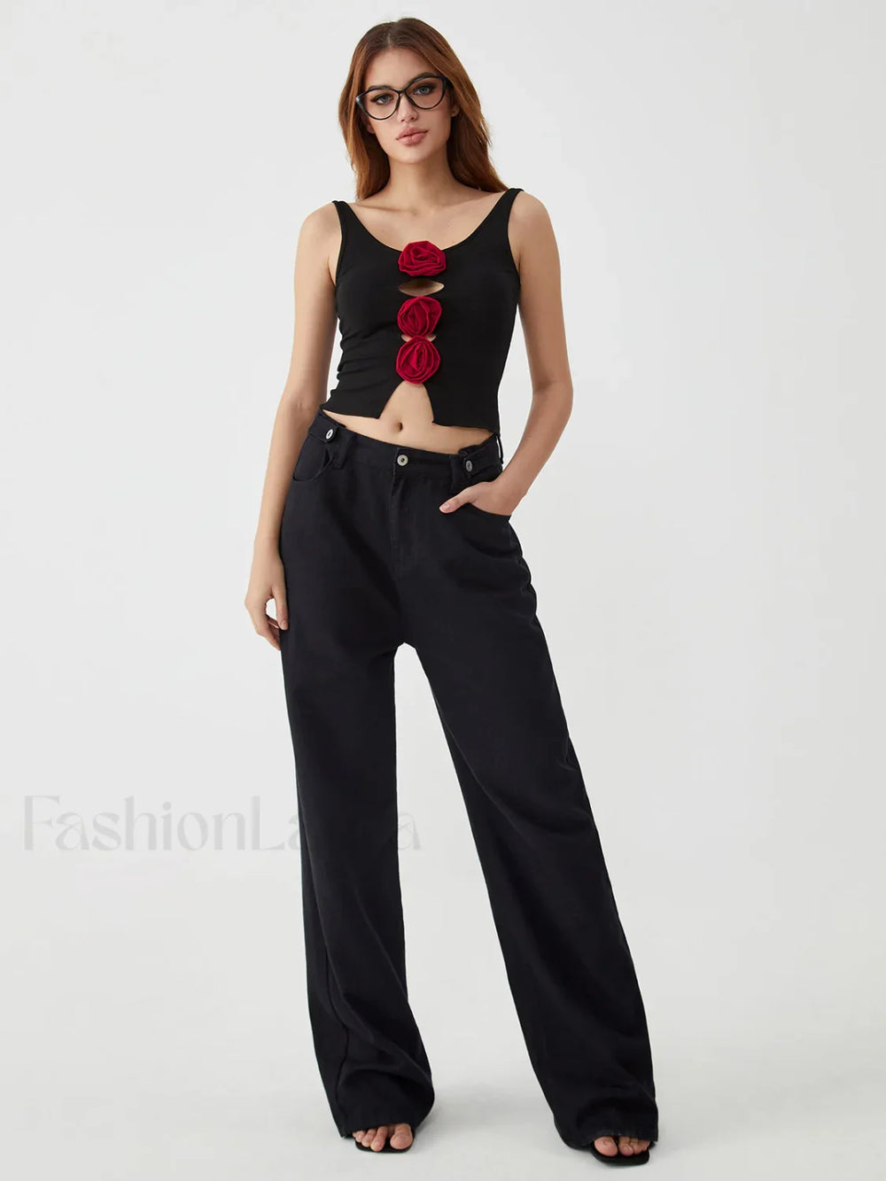 Bulgarian Rose Graceful Cut Out Cami Tank Tops & Camis