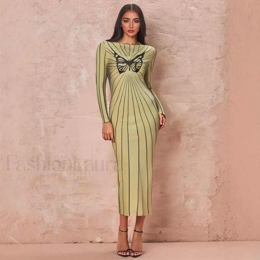 Butterfly Wrap Maxi Midi Dress