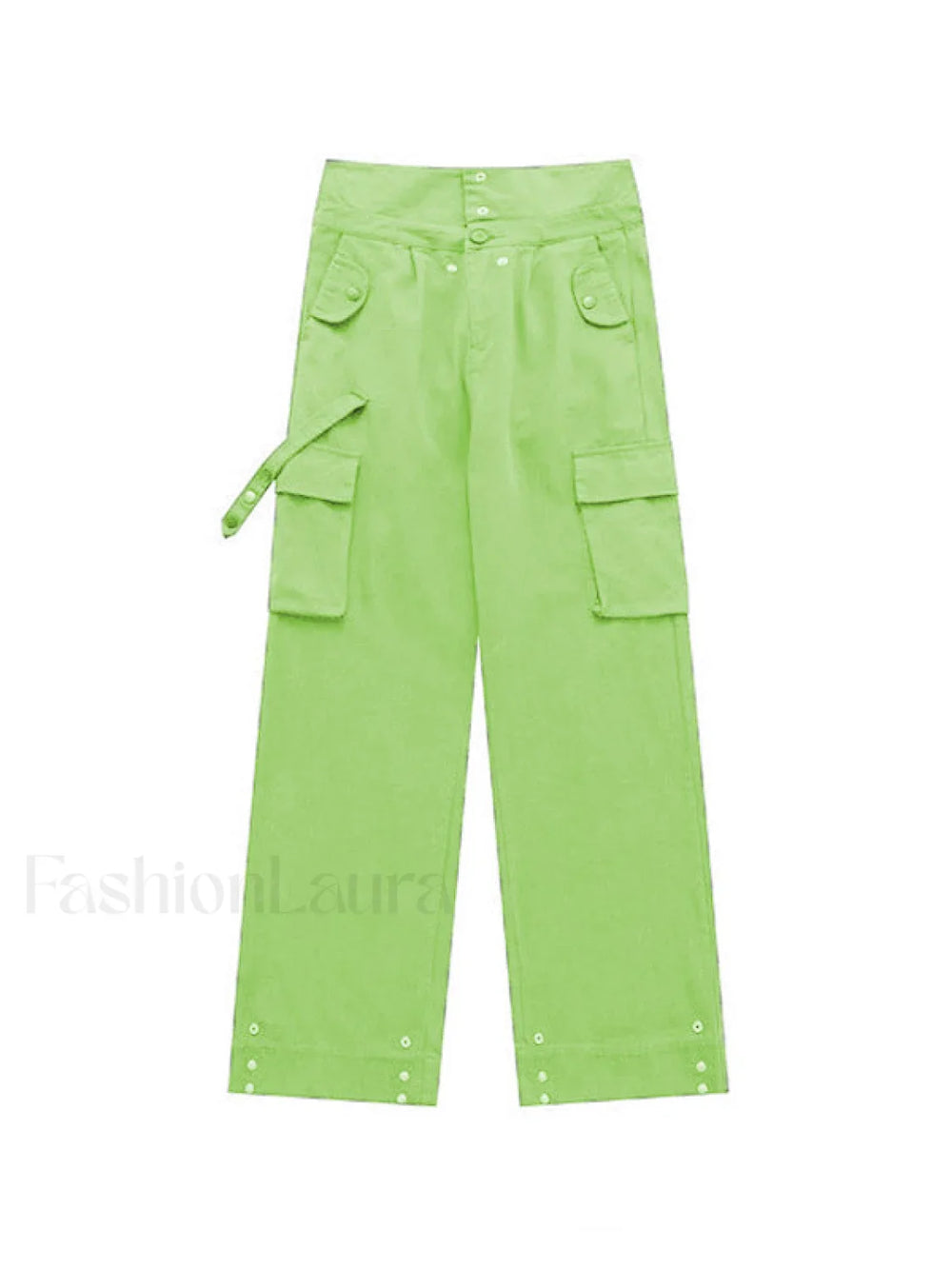 Buttoned High Waisted Cargo Pants Cargo Pants