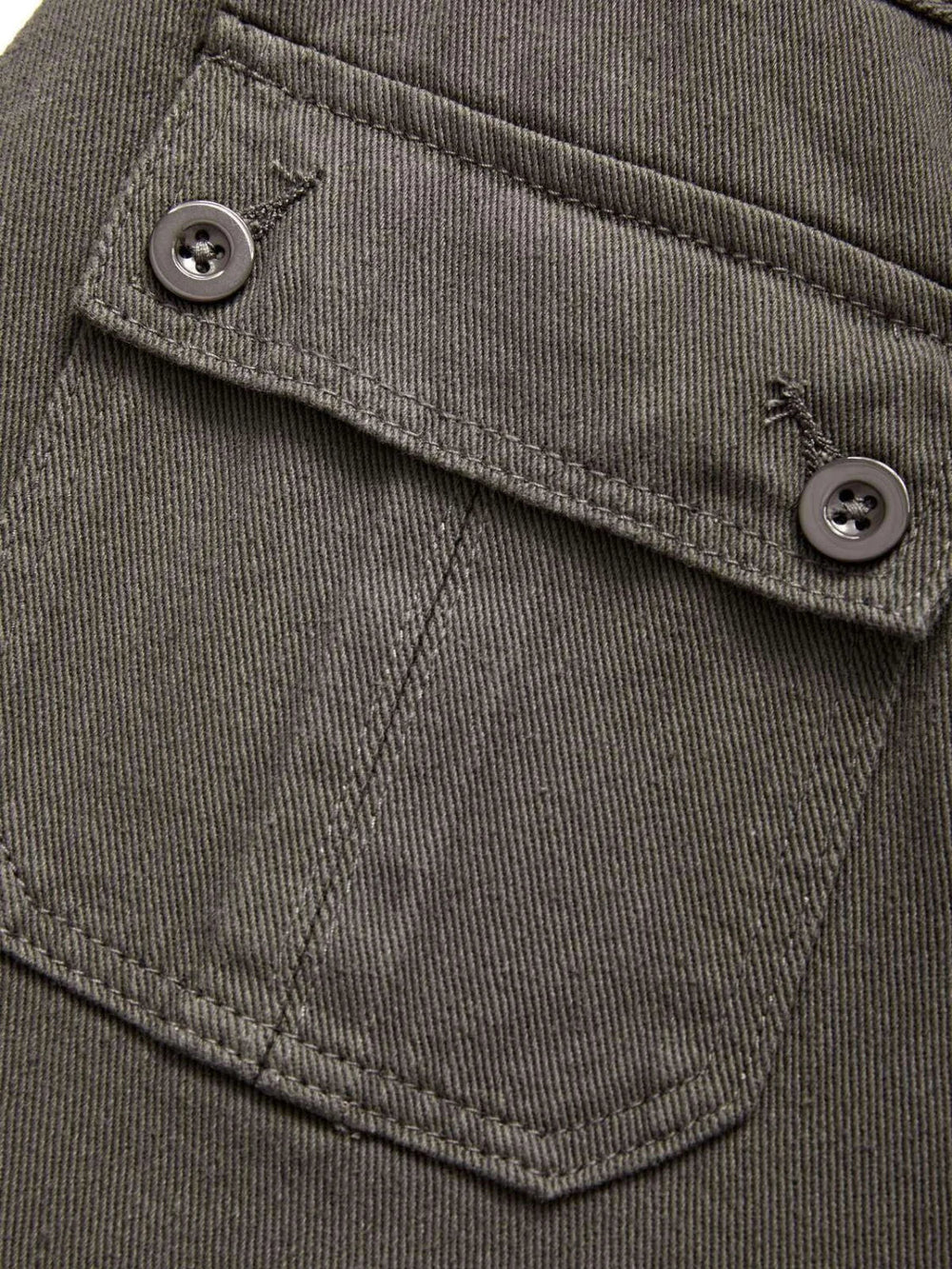 Buttoned Straight Leg Cargo Jeans Cargo Jeans