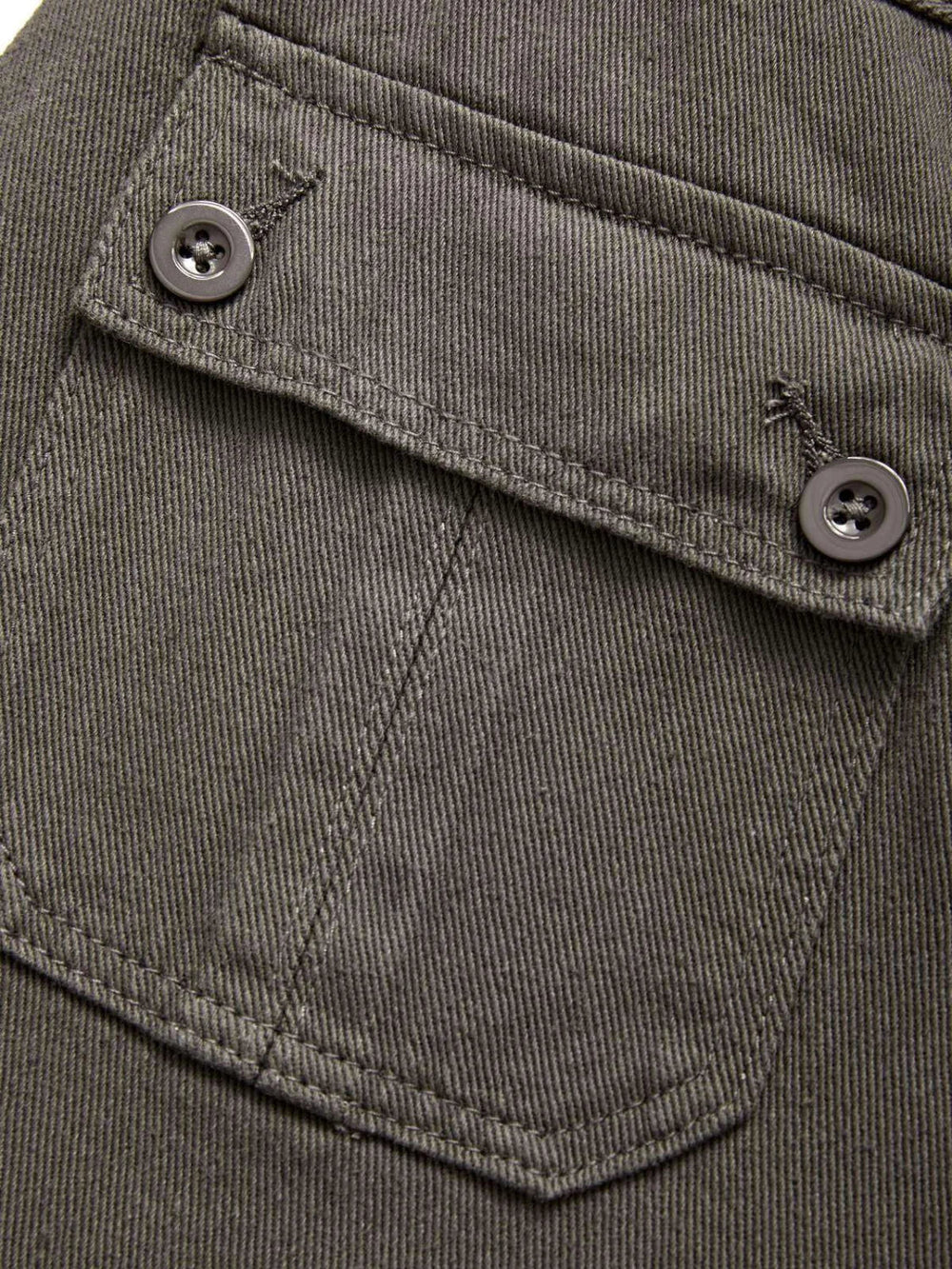 Buttoned Straight Leg Cargo Jeans Cargo Jeans