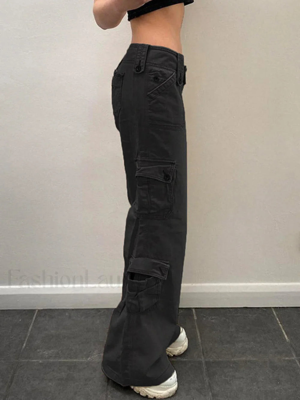 Buttoned Straight Leg Cargo Jeans Cargo Jeans