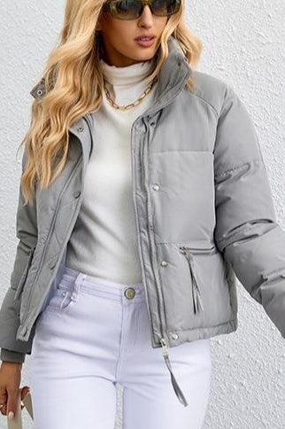 Short Stand Collar Puffer Coat coats