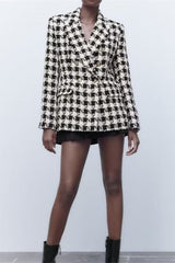 Houndstooth Double Breasted Blazer