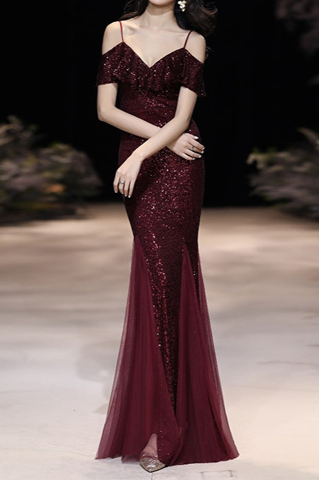 Off Shoulder Sequin Mesh Party Dress