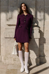 Contrast Ruffle Collar Sweater Dress