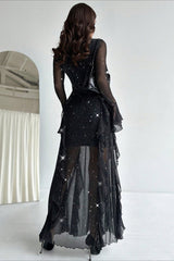 Elegant Ruffled Mermaid Maxi Dress