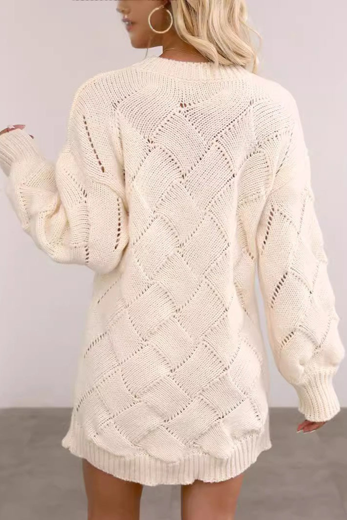 Argyle Knit Bodycon Sweater Dress