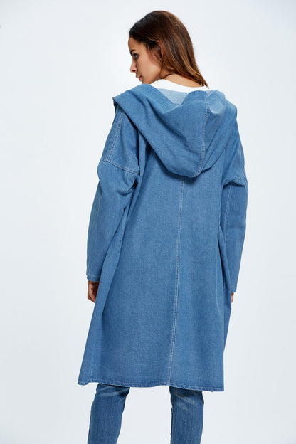 Long Hooded Denim Coat coats