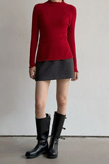 Polka Dot Wool A-Line Skirt
