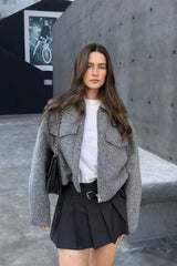 Cropped Wool Street Style Jacket S / Grey