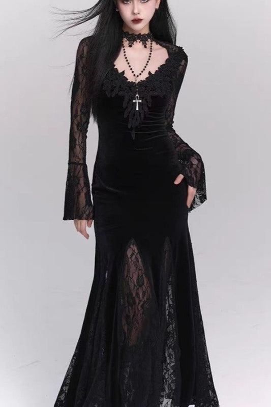 Halloween Gothic Lace Red and Black Dress