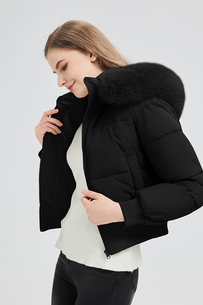Short Waist Slim Puffer Coat Black / S coats