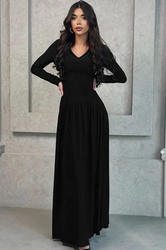 Sexy Fashion High Waist V Neck Maxi Dress
