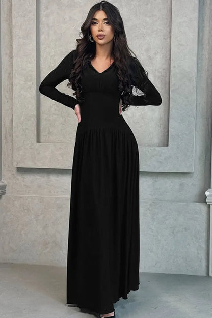 Sexy Fashion High Waist V Neck Maxi Dress