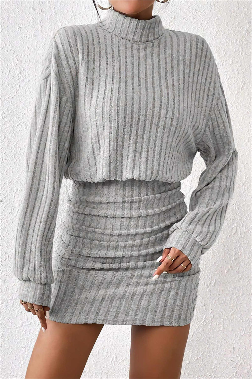 Slim Fit Ribbed Knit Sweater Dress