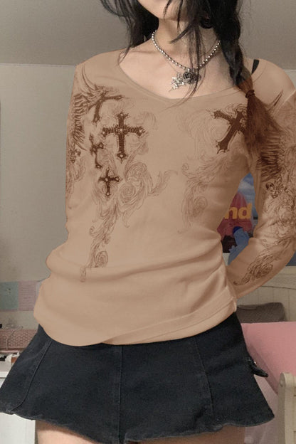 Slim Fit Printed Round Neck T-Shirt