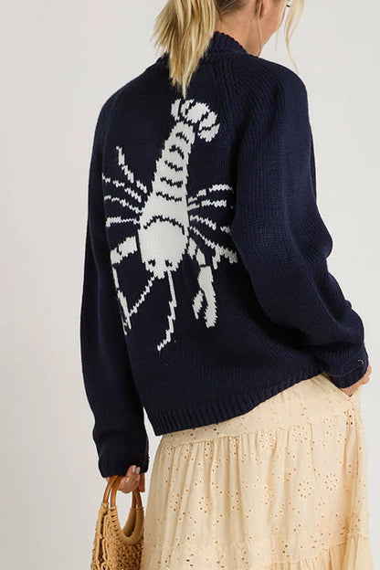 Lobster Print Knit Cardigan Black / S