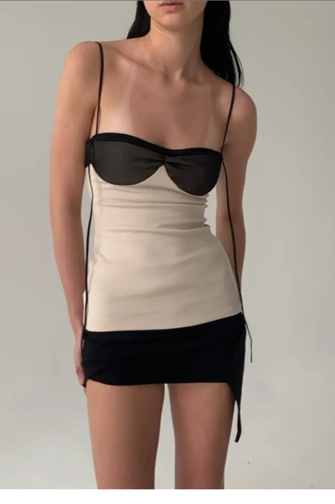 Patchwork Backless Mini Dress