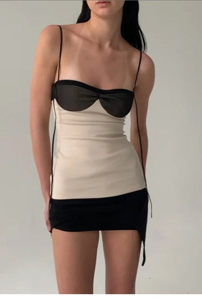 Patchwork Backless Mini Dress