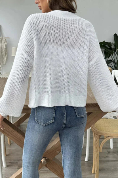 Short Floral Knit Long Sleeve Cardigan