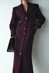 Notched Collar Single Breasted Slim Overcoat