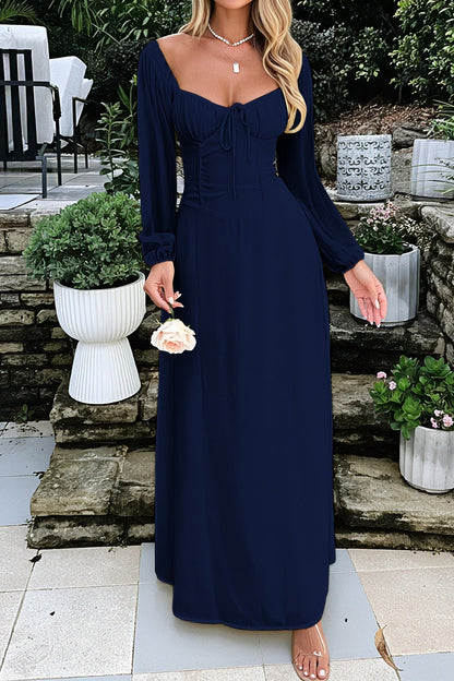 Solid Long Sleeve Party Dress