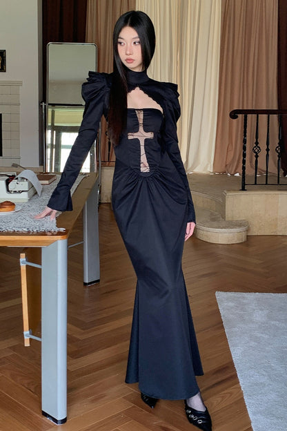 Spider Web Cutout Halloween Dress