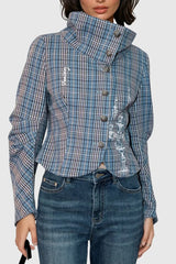 Single Breasted Plaid Print Blouse