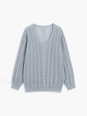 Cable Knit Graceful Oversized Sweater Sweaters L