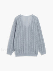 Cable Knit Graceful Oversized Sweater Sweaters L
