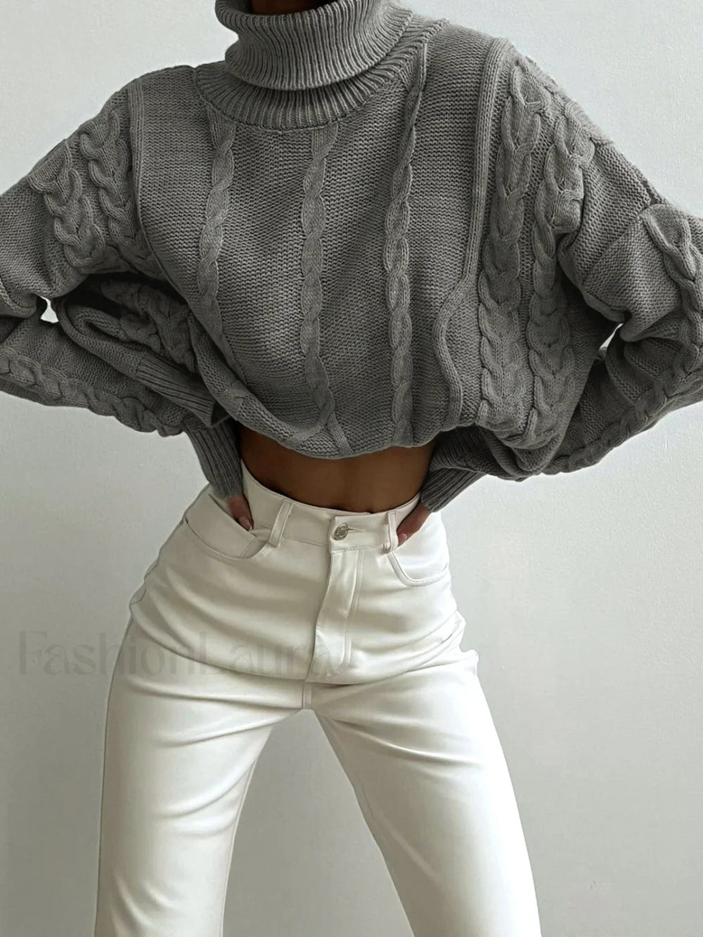 Cable Knit Turtleneck Oversized Sweater Sweaters