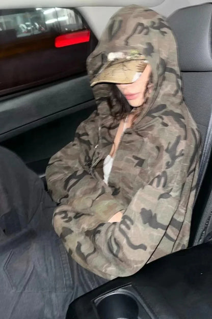 Camouflage Harajuku Zipper Hoodie