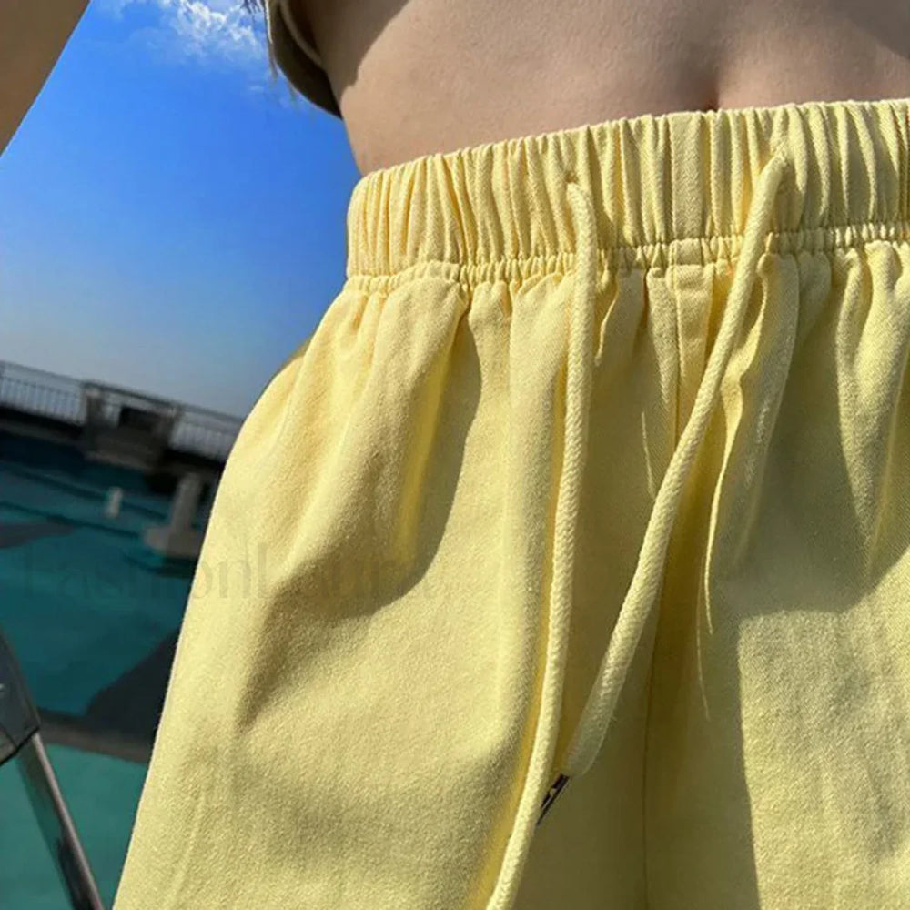 Candy Colors Wide Leg Elastic Waist Short