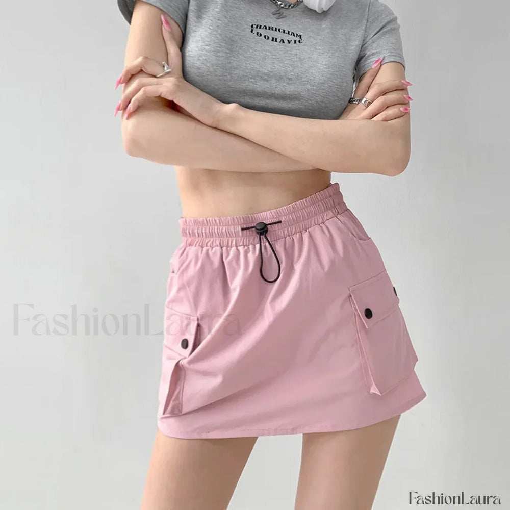 Cargo Toggle Waist Skirt Pink / S