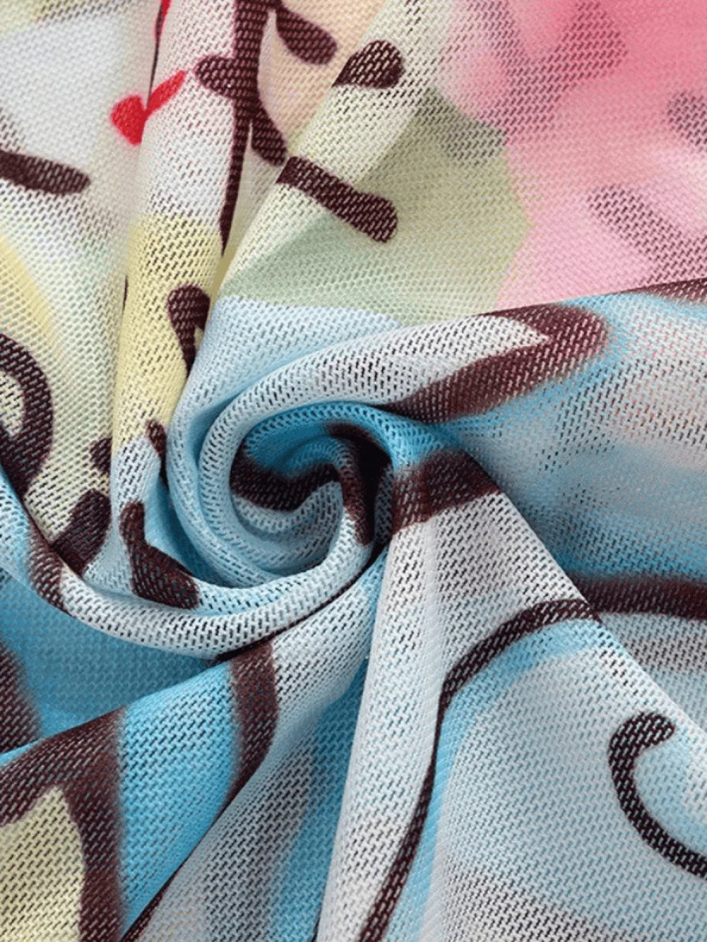 Cartoon Print Mesh Tank Top Tops&Tees