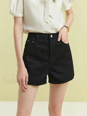 Casual Classic Denim High street Retro Color Shorts Black / XS