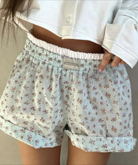 Casual Floral Patchwork Loose Mid Waisted Short