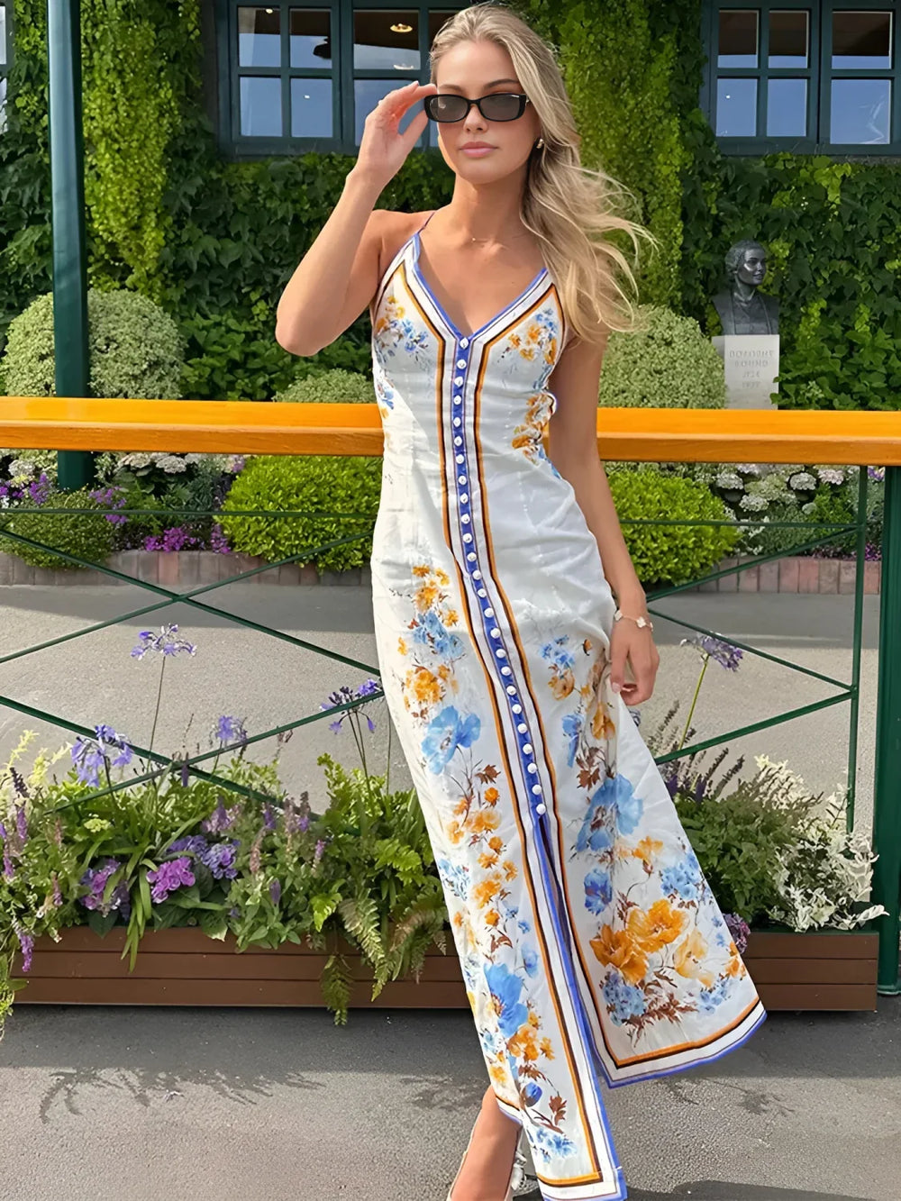 Casual Floral Printed Halter Long Dress Dresses
