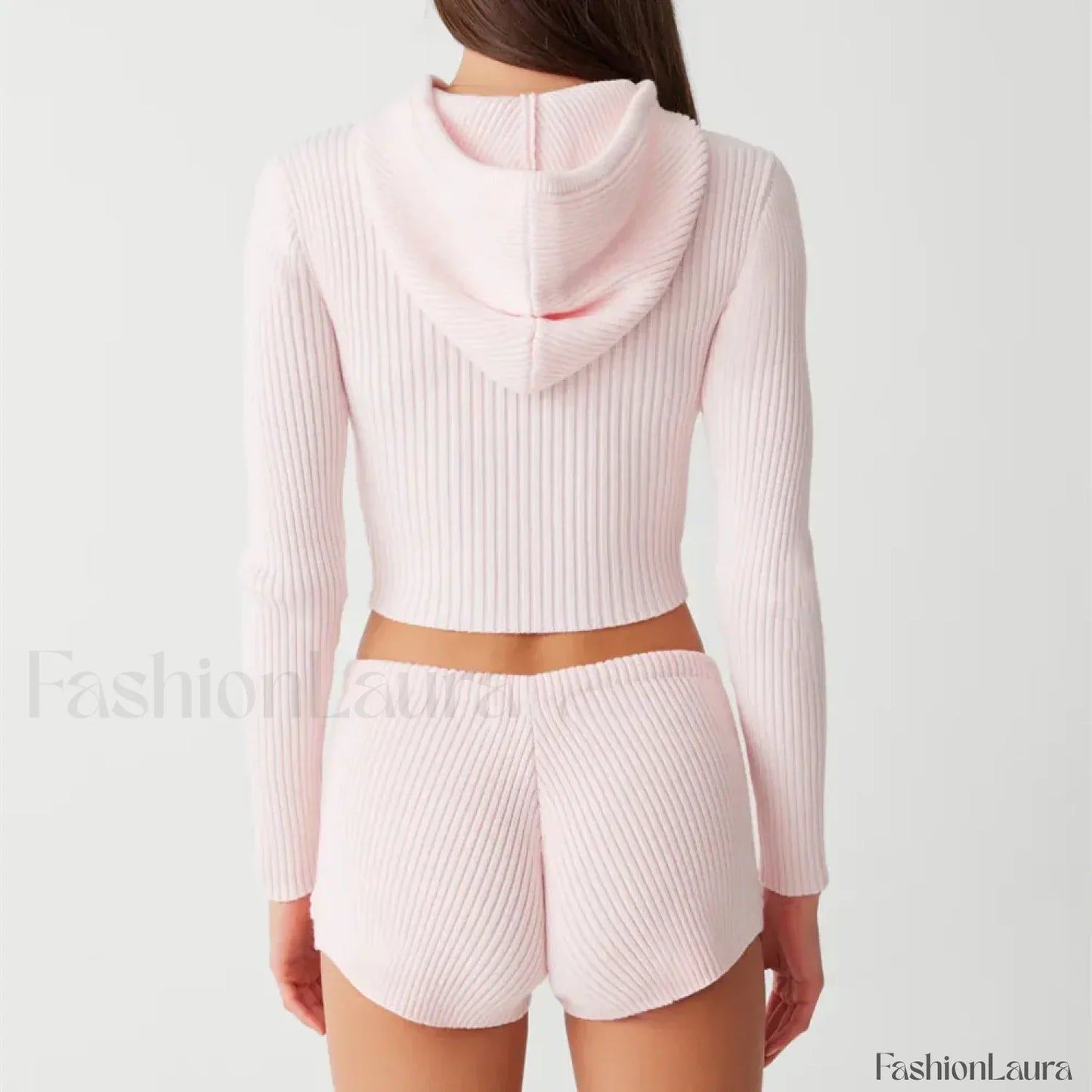 Casual Knit 00s Y2K Zipped Sweater Flower Shorts Two Piece Set