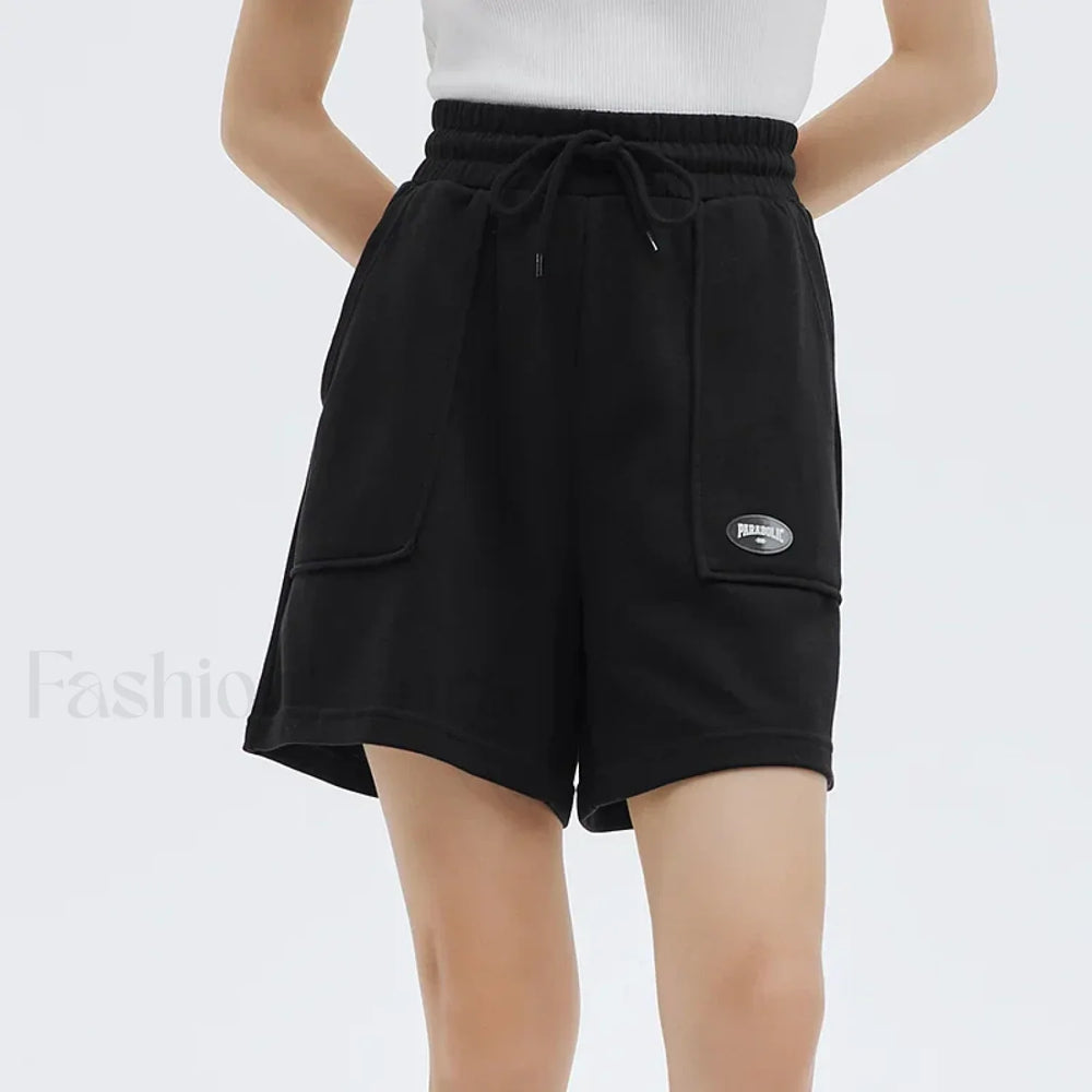 Casual Loose Knitted Sports Pajama Summer Short Black / S