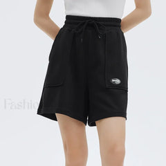 Casual Loose Knitted Sports Pajama Summer Short Black / S